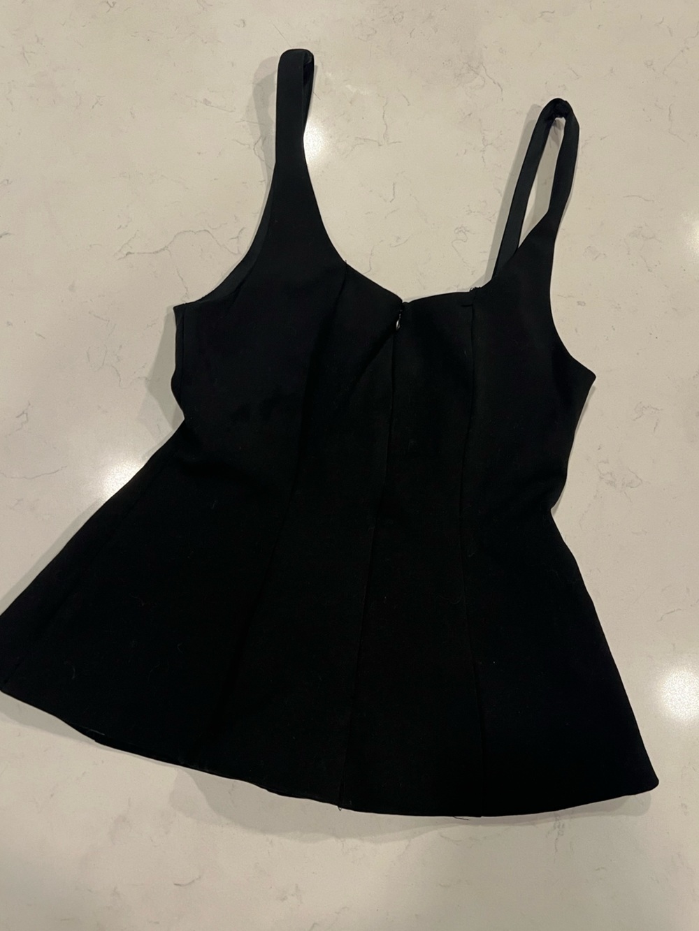 Zara Black Sleeveless Zipper Top with Peplum Hem